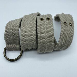 Beige Tan Brown Women's Woven D Ring Belt w/ Rivets Size 14 36" End to End